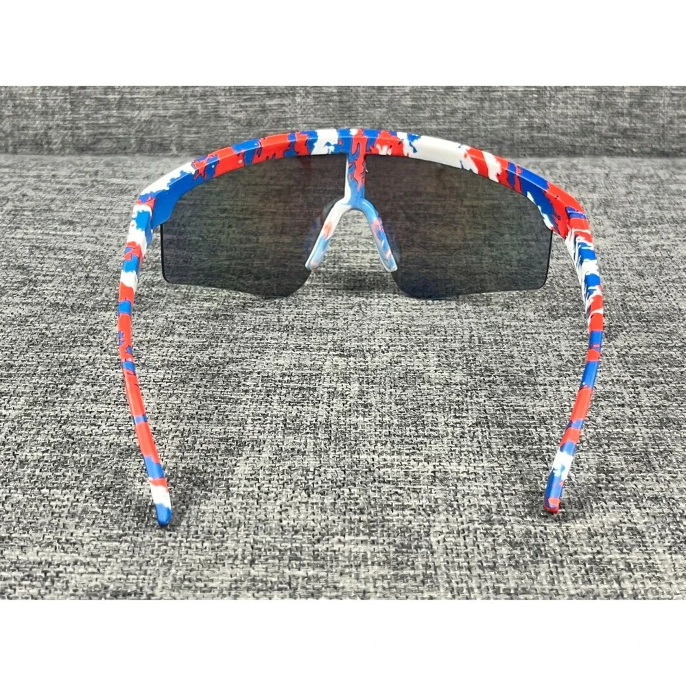 Panama Jack Sport Shield Sunglasses Red White Blue Camo Blue Mirror PJ 24 202